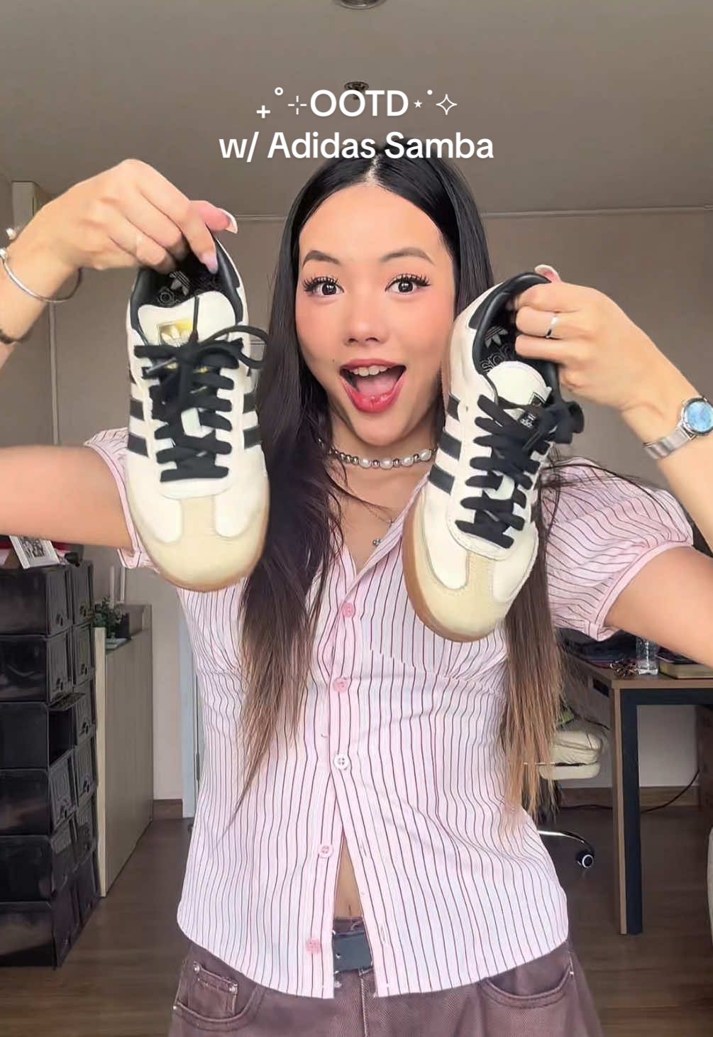 OOTD w/ Adidas Samba ฉบับวุ่นวาย 😂💖✨ #adidassamba #OOTD #outfitideas #outfitinspo #sneakers 