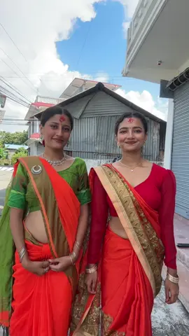 Twining in orange🧡 . .  With @अनुजा न्यौपाने  #fyp 
