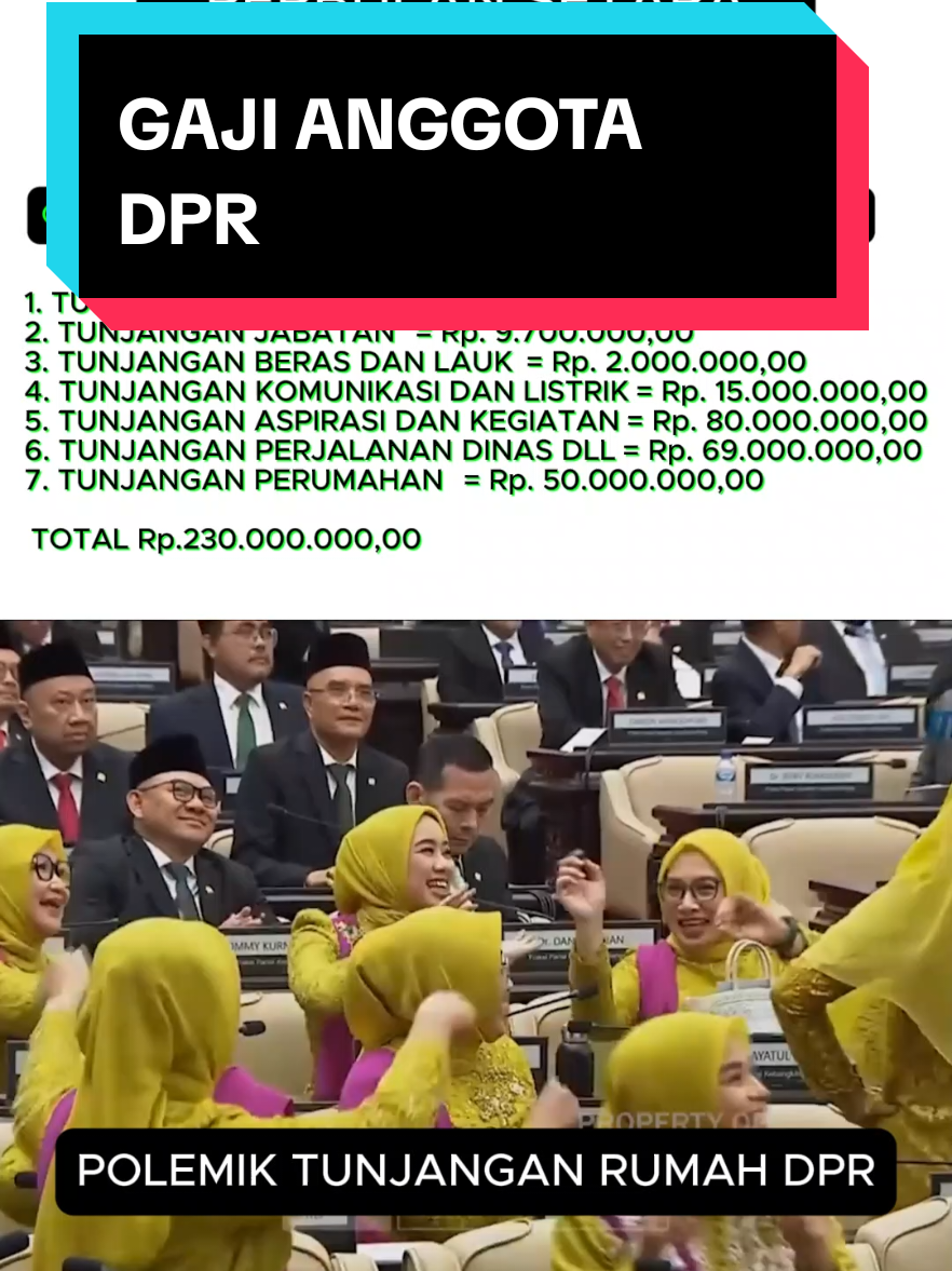 Gaji dan Tunjangan Anggota Setiap bulan, Polemik Tunjangan Rumah DPR #fypシ゚viral  #fyp  #fypage  #fyppppppppppppppppppppppp  #GajiDPR 