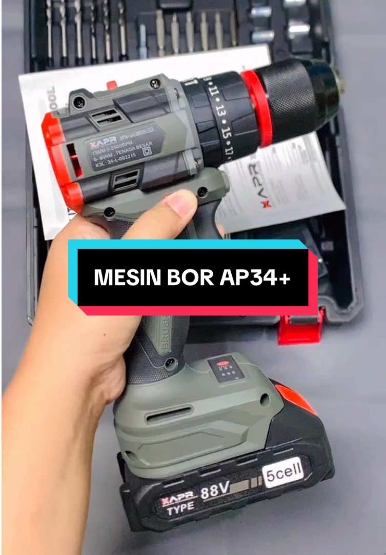Mesin bor baterai APR AP34+ ready ya, bisa cek keranjang kuningnya 🔥 #mesinbor #borbaterai #cuantanpabatas #bormurah #borcordless 
