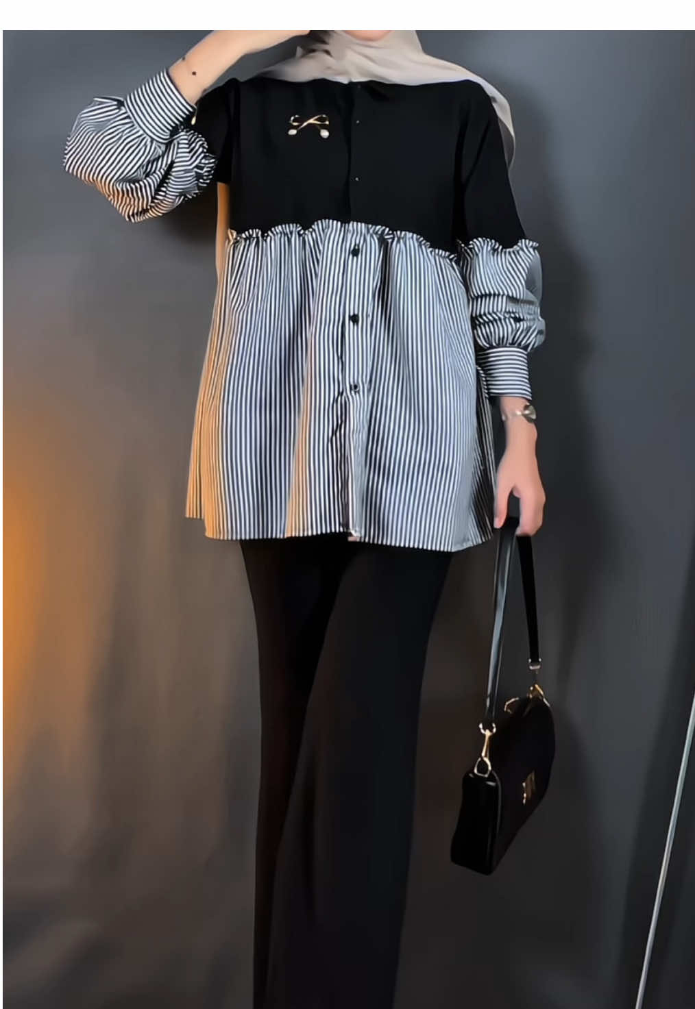 blouse oversize stripe lengan balon 🖤🤍 #blousewanita #blouseoversize #blouselenganbalon #blousestripe 