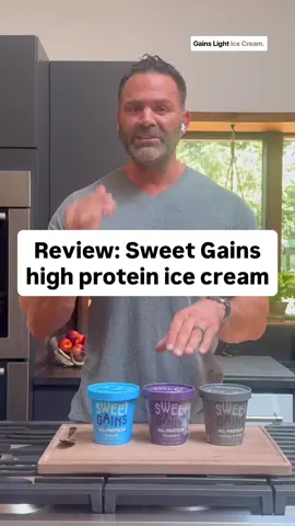 Review: @EatSweetGains high protein ice cream. I found this product because I was looking for macro-friendly ice creams for a recent Youtube video I shot – however, at the time, they were not available in stores. I got lucky and attended a Sweet Gains pop-up in New York City where I was able to get 3 of the 6 available flavors. I picked up Vanilla, Chocolate, and Cookies & Creme – there are also Strawberry, Mint Chip, and Caramel. The macros do vary flavor-to-flavor, so today I’m comparing the Vanilla Sweet Gains to the Vanilla Halo Top. 🔘 Sweet Gains | 430 calories 40g protein 0g fiber 21g added sugar 🔘 Halo Top | 290 calories 16g protein 18g fiber 11g added sugar ⭐️ Bonus: both of these ice creams have fully bioavailable protein! Let’s talk about taste… wow. I’m completely blown away and will get my fiber from someplace else. The higher protein content and the taste alone make this one of the best standout products of the year for me.