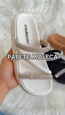 Sandalia Papete Moleca Feminina Tiras Strass Flatform Macia Original. ##papete##papetebrilho##moleca##papetemoleca##sandalia