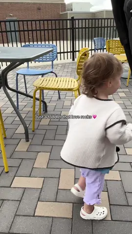 She spent the last ten minutes going back and forth picking up a rock then dropping it off then picking up another 💛😂#toddlersoftiktok #toddlertok #toddlerlife #toddlermom #toddlers 