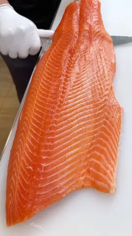 Salmon Deboning and Skin Removal Process | Source Factory Precision Work #Salmon #SeafoodProcessing #FreshSalmon #Sashimi #SeafoodFactory     