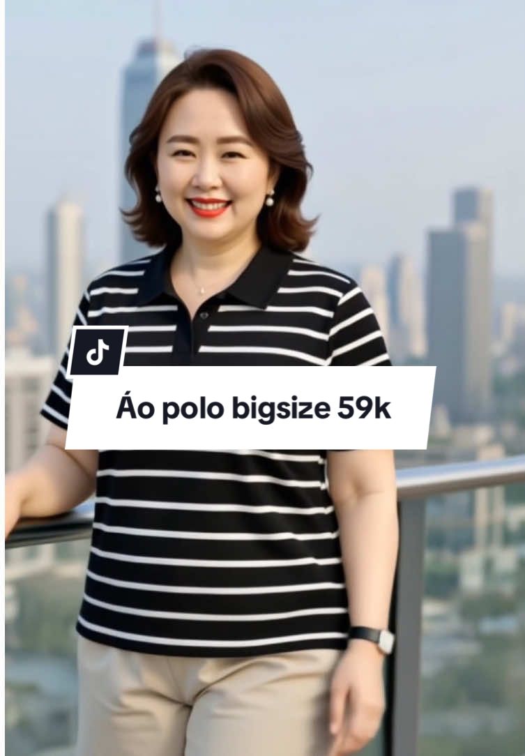 Áo polo sọc bigsize 59k #nguyetnguyetshop #thoitrangnu #aopolobigsizenu #thoitrangbigsizenu 
