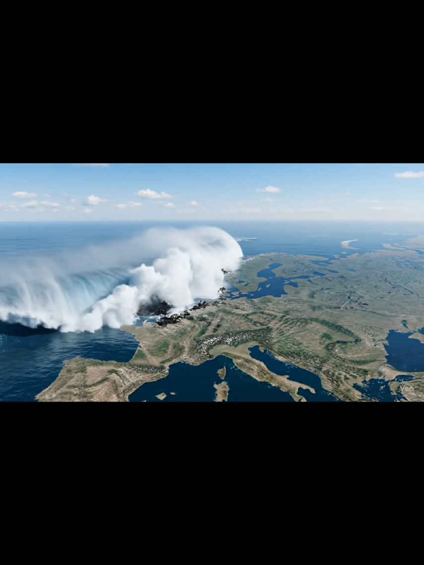 GIANT TSUNAMI hits EUROPE  AI generated video made with Google Veo 2 2025 #viral #europe #news #bigwave #tsnuami 