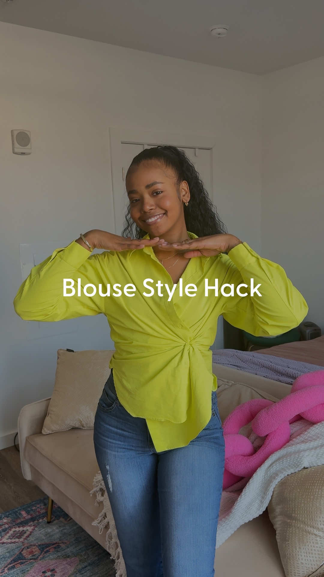 Fashion hack unlocked! 🔓✨ Turn that plain button-down into a whole new look with just a scrunchie. 👔➡️💁‍♀️ Send this to someone who needs to try it. #Fashion #Hacks #FashionHack #StyleHack #ScrunchieMagic  
