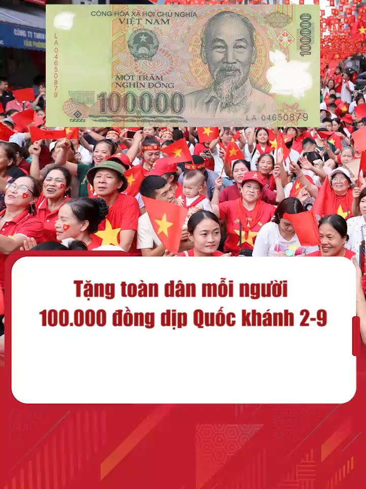 Công điện số 149 nêu rõ trong không khí cả nước tưng bừng phấn khởi chào mừng kỷ niệm 80 năm Cách mạng Tháng Tám và Quốc khánh 2-9, để tiếp tục thể hiện sự quan tâm sâu sắc của Đảng và Nhà nước đối với toàn thể nhân dân, triển khai ý kiến chỉ đạo của Tổng Bí thư Tô Lâm, Đảng ủy Chính phủ đã trình Bộ Chính trị về việc tổ chức tặng quà cho người dân nhân dịp kỷ niệm 80 năm Cách mạng Tháng Tám và Quốc khánh 2-9. Tại văn bản số 17129 ngày 28-8 của Văn phòng Trung ương, Bộ Chính trị đã đồng ý về chủ trương tặng quà người dân nhân dịp kỷ niệm 80 năm Cách mạng Tháng Tám và Quốc khánh 2-9. Để kịp thời triển khai ý kiến chỉ đạo của Bộ Chính trị, Thủ tướng Chính phủ yêu cầu Bộ Tài chính, Ngân hàng Nhà nước Việt Nam, Bộ Công an và UBND các tỉnh, thành phố trực thuộc Trung ương theo chức năng, nhiệm vụ được giao căn cứ ý kiến chỉ đạo của Bộ Chính trị tại văn bản số 17129, phối hợp chặt chẽ, triển khai ngay việc rà soát đối tượng nhận quà tặng và thực hiện chuyển phần quà đến người dân bằng biện pháp phù hợp (chuyển khoản hoặc trực tiếp) trong thời gian sớm nhất có thể, xong trước ngày Quốc khánh 2-9-2025. Mức quà tặng là 100.000 đồng/người dân, cho toàn dân ăn Tết Độc lập. #quockhanh2thang9 #nguoidan #tiktok #tintuc #baonguoilaodong