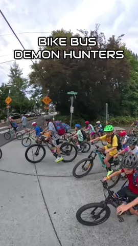 Day one of the Bike Bus and the Demon Hunters rolled out together! 🚴‍♂️💛 Joy, laughter, and a little magic in the streets. #BikeBus #DemonHunters #JoyfulRides @Netflix 