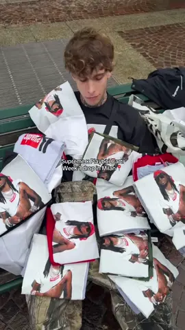 more than 16 hours in line to buy a Supreme x Playboi Carti Photo Tee 👀 did you guys make it? 📹: @Lollo.Supreme🎈  #supreme #collab #playboicarti #carti #cartitok #yvl #iammusic #playboicartiedits #streetwear #fashiontiktok #TikTokFashion #streetwear #milan #outpump #fyp