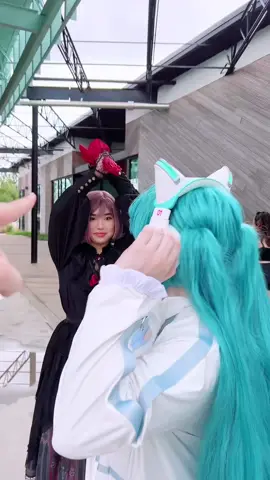 SOMEONE HELP HERRRRR Meiko: @malkryu  Miku: @sarucosplays on insta  #hatsunemiku #donquijote #meiko #megurineluka #hatsunemikucosplay 