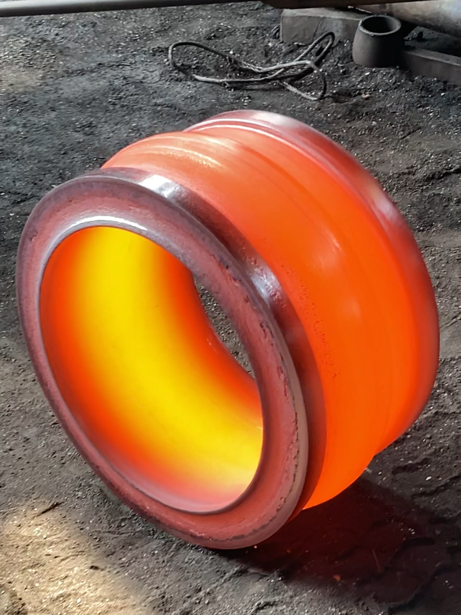 Inside the factory Forging Hot Bearing Blanks with Heavy Hammers team works  #machine #factory #process #stamping #forging #manufacturer #producer #technology #industrial