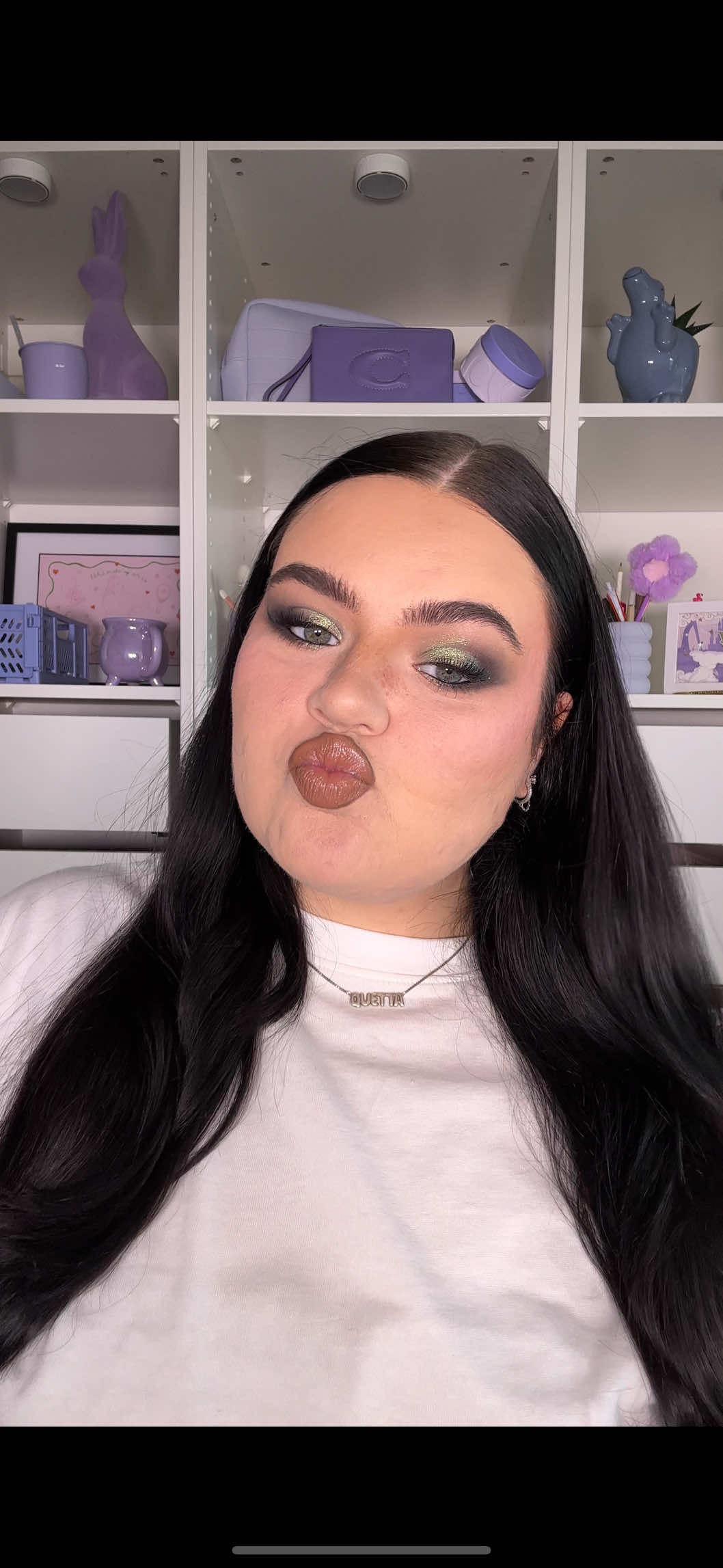 Replying to @Victoria Knight🤍🫶🏼✨ Let’s try a full face of new makeup together 💜🫧 #makeup #fullglam #ukmakeup #ukglam Products used @Blend Bunny Cosmetics x @Ellis_Atlantis matte and shimmer palettes, @Fenty Skin dew and plump hydrating nectar glow serum, @byoma moisturising gel cream, @Kosas dream beam @Lorraine Clough is this tinted queen? @Maybelline NY poreless jelly primer, lifter bronzer stick shade ‘65’, @Clinique UK set the day makeup setting spray, @Hourglass Cosmetics ambient soft glow foundation, concealer shade ‘birch’, @NYX Professional Makeup fat cheeks shade papaya plump, @Fenty Beauty bright fix powder shade ‘lavender’, diamond bomb shade ‘pink ice’
