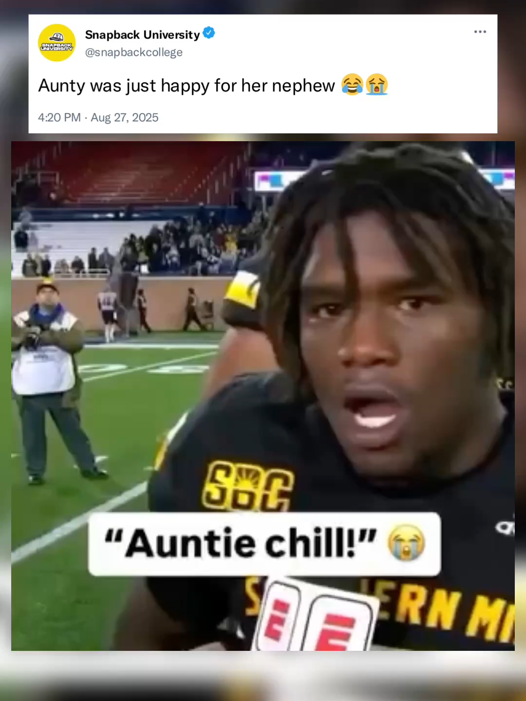 Auntie was being a little much 😭 #cfb #college #football #collegefootball #highschoolfootball #funny #fyp #explore
