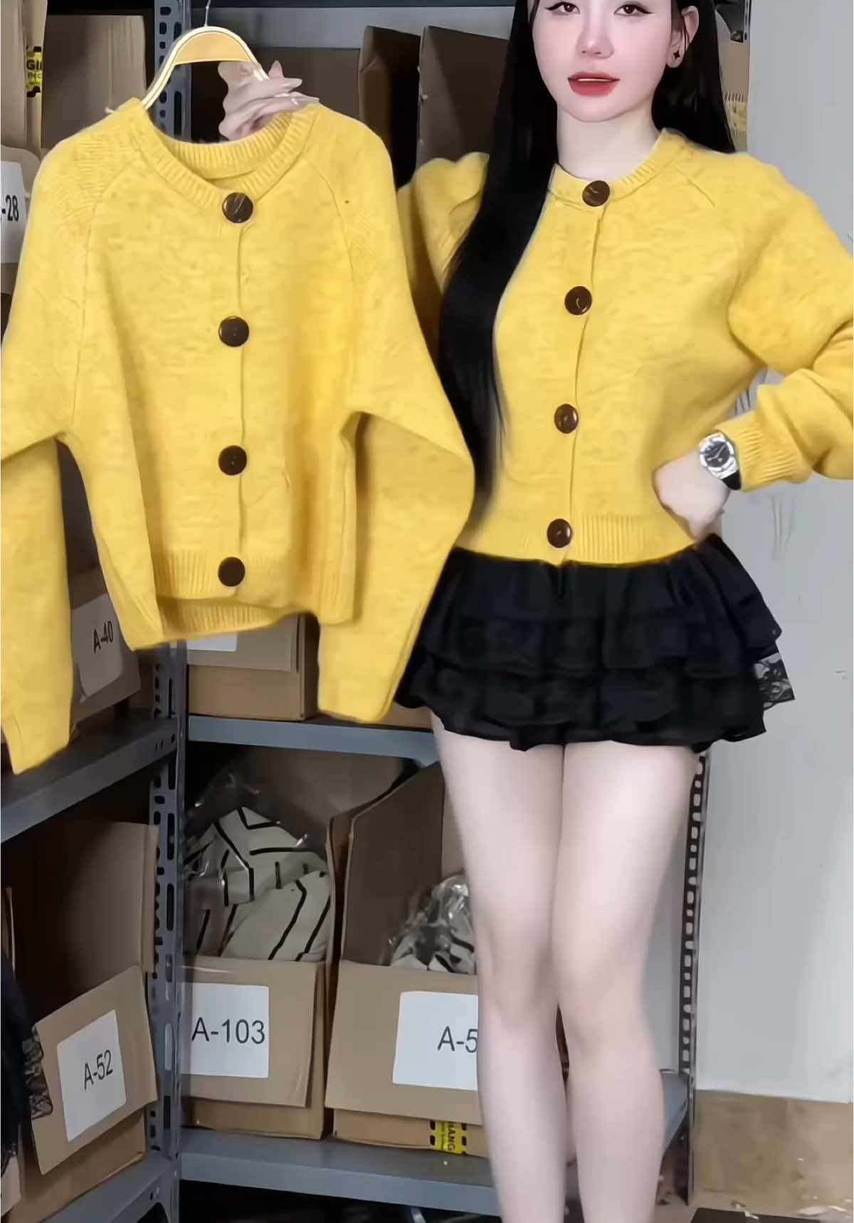[LEN QC] Áo len cardigan Vàng #aokhoaclen #aokhoaccardigan #thoitrangnu #mặcđẹpmỗingày 