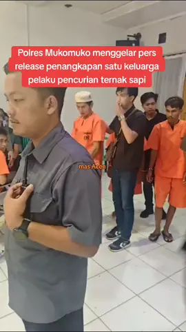 Polres Mukomuko berhasil mengungkap kasus pencurian ternak berskala besar yang meresahkan masyarakat.  Dalam pengungkapan ini, 5 orang pelaku yang merupakan satu keluarga diamankan karena diduga terlibat dalam pencurian 55 ekor sapi di wilayah hukum Polres Mukomuko. Kelima pelaku berinisial SM (30), SU (65), SN (29), SW (35), dan MT (23), seluruhnya merupakan warga Desa Teras Terunjam, Kecamatan Teras Terunjam. Kapolres Mukomuko, AKBP Riky Crisma Wardana, S.IK, menyampaikan hal ini saat menggelar konferensi pers di Aula Mapolres Mukomuko, Kamis 28 Agustus 2025, didampingi oleh Kasat Reskrim Iptu Novaldy Dewanda Baskara dan Kasi Humas Ipda Dito. “Satu keluarga ini sudah beraksi di 15 Tempat Kejadian Perkara (TKP) sejak Mei hingga Agustus 2025. Dari rangkaian aksi tersebut, total ada 55 ekor sapi yang berhasil digasak oleh kelima pelaku tersebut,” ujar Kapolres. Dari total 55 ekor sapi yang dicuri, sebanyak 53 ekor telah dijual dengan harga sekitar Rp 6 juta per ekor.  Hanya dua ekor sapi yang berhasil diamankan oleh petugas saat operasi penangkapan berlangsung. Kapolres juga mengungkapkan peran masing-masing pelaku dalam kejahatan ini.  Otak dari aksi pencurian tersebut adalah SU (65), yang merupakan ayah dari tiga tersangka lainnya, serta paman dari satu pelaku. “Dari hasil pemeriksaan, SU yang merupakan ayah dari tiga anaknya MT, SN, SW, serta seorang ponakannya SM adalah otak kejahatan yang berperan penting dalam merancang setiap aksi pencurian ternak ini,” ungkapnya. “Selain itu, kelima pelaku tersebut memiliki peran yang berbeda. Ada yang bertugas melakukan survei lokasi, ada yang mengambil ternak, serta ada yang mengatur hasil penjualan. Setelah sapi-sapi tersebut laku, SU yang merupakan ayah dan otaknya sendiri yang berperan membagi hasilnya,” sambungnya. Mirisnya, uang hasil penjualan sapi-sapi curian tersebut yang nilainya mencapai ratusan juta rupiah, dihabiskan para pelaku untuk berbagai kebutuhan pribadi. “Hasil uang seluruhnya dari penjualan sapi ini habis digunakan pelaku untuk kepentingan pribadi sehingga tidak ada yang tersisa,” terang Kapolres. Menurut keterangan polisi, uang tersebut digunakan antara lain untuk judi online, membangun rumah, membayar cicilan mobil dan motor, hingga kebutuhan harian lainnya. #mukomuko #bengkulu #sorotan #reelsvidio #semuaorang #sumbar #indonesia 