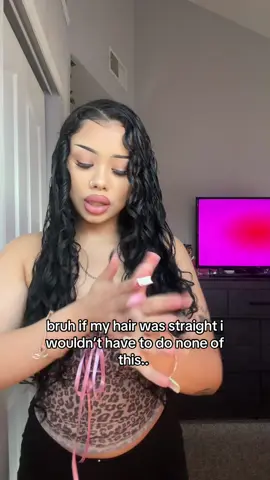 my routine would be so fast if i had straight hair 🥲😭