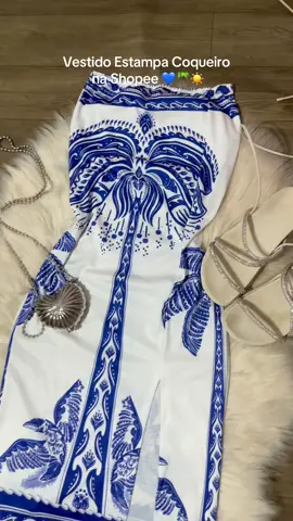 Vestido Coqueiro disponível na Shopee ☀️🌴💙   #vestidocoqueiro #vestidoestampado #vestidotomaraquecaia #vestidoestampacoqueiroazul #vestidoestampadoazul