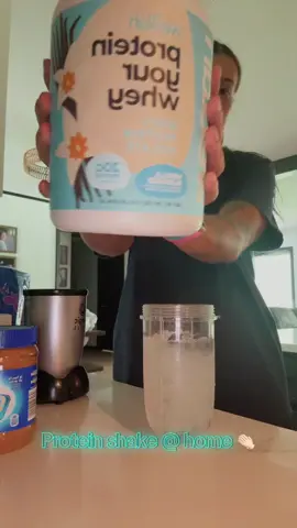 Ingredients. SIMPLE & easy🤌🏻 Ice & water , & about 10 blueberries  1 scoop of whey protein powder  1 tablespoon of peanut butter  1 tablespoon of honey  It’s toddler approved 🤣🤣🤣 #proteinshake #getfitwithme #fyp #viral 