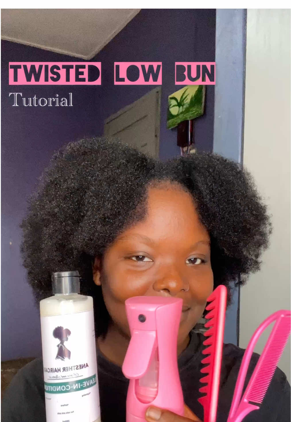 Twisted low bun tutorial on 4c hair🩷 It had low tension and was fit for the day! Leave-in conditioner: @ANESTHER_HAIRCARE  #4chairstyles #lowtensionhairstyles #naturalhair #fyppppppppppppppppppppppp #haircontentcreator 
