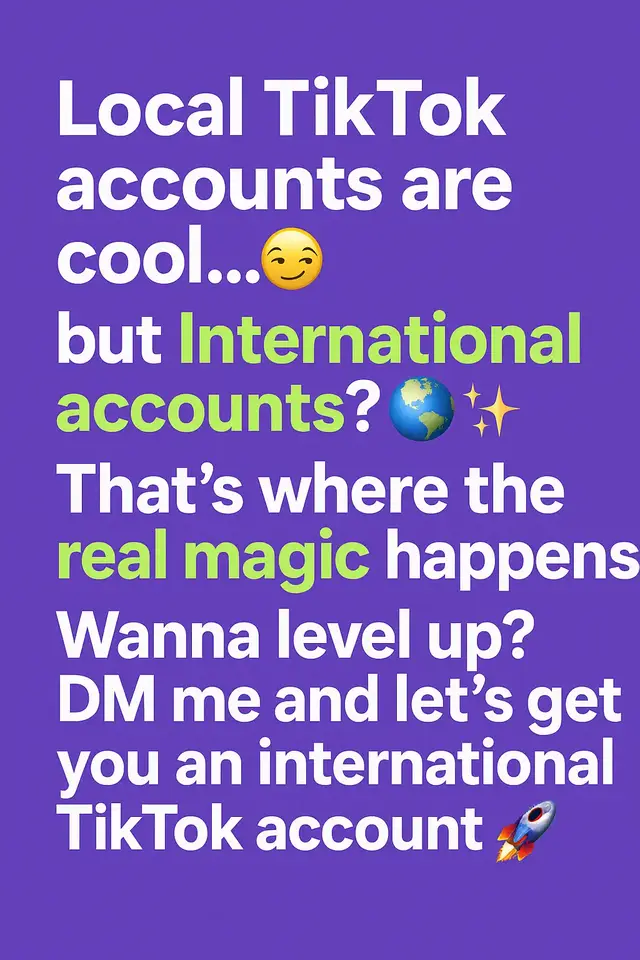 An International TikTok account comes with more advantages than a local one 🚀. If you’re interested in owning an international TikTok account, DM me now and let’s get you started!