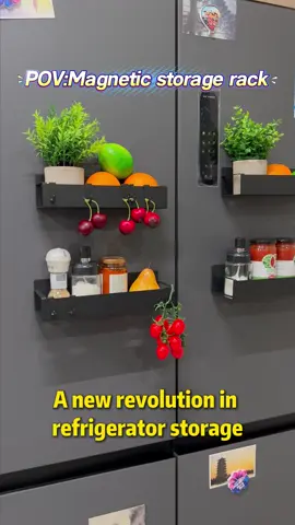 No need to find hooks! Magnetic rack ready to use, kitchen super free!#TikTokFinds #KitchenMustHaves#SmallSpaceHacks#HomeOrganization#FridgeOrganizer