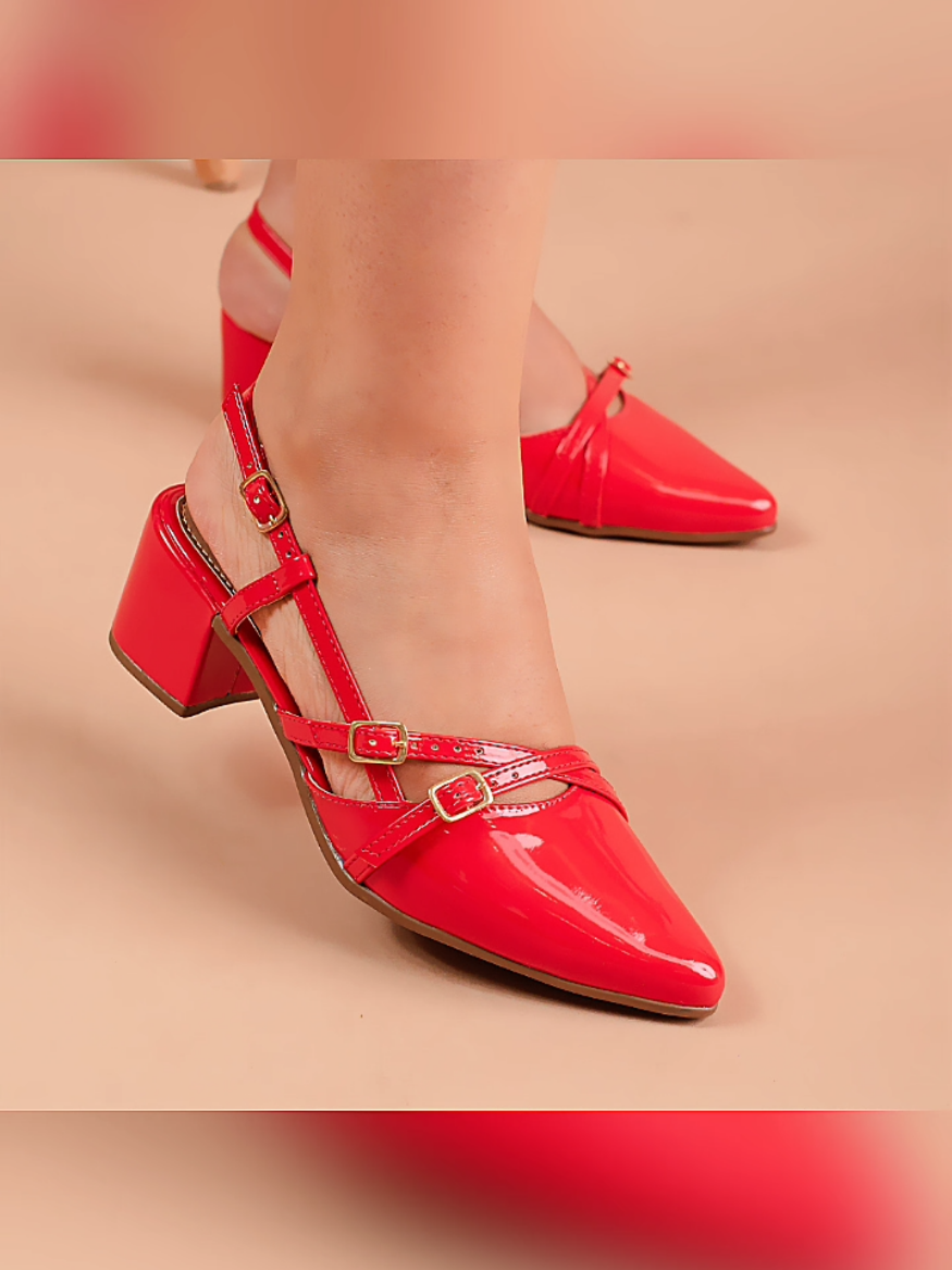 Sapato Feminino Slingback Scarpin Social Tiras Fivela Bico Fino Verniz Salto Baixo Bloco Confortável #Sapato #Feminino #SaltoBaixo #BicoFino #CapCut 