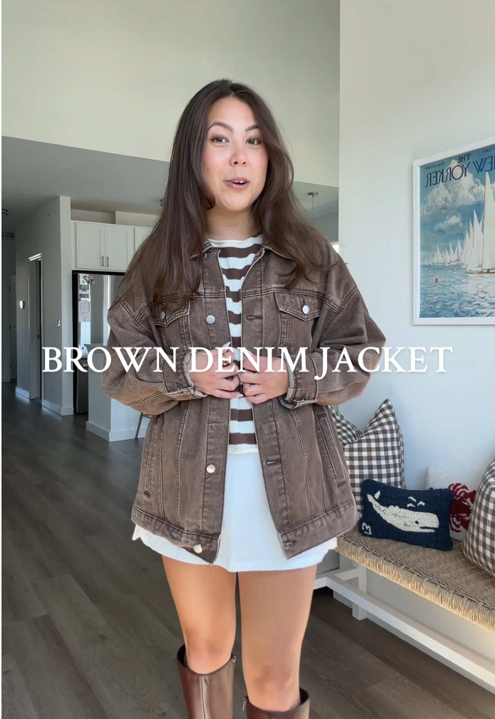 the perfect brown jacket for fall 🙂‍↔️🤎 #browndenimjacket #browndenim #denimjacket #jeanjacket #falljacket 