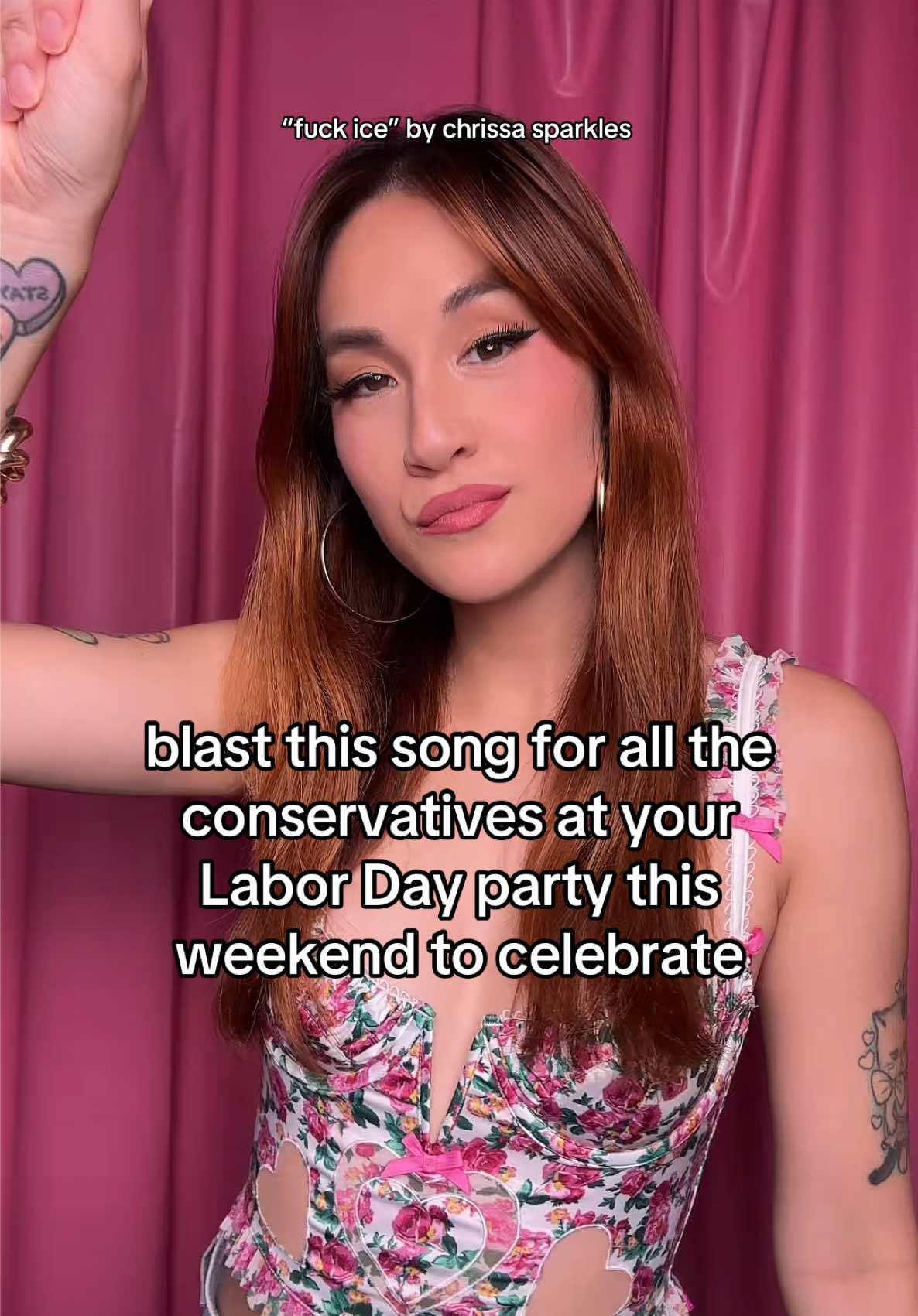 “fuck ice” by chrissa sparkles available on all music platforms 💅🏼✨ #laborday #labordayweekend #politicalsatire #political 