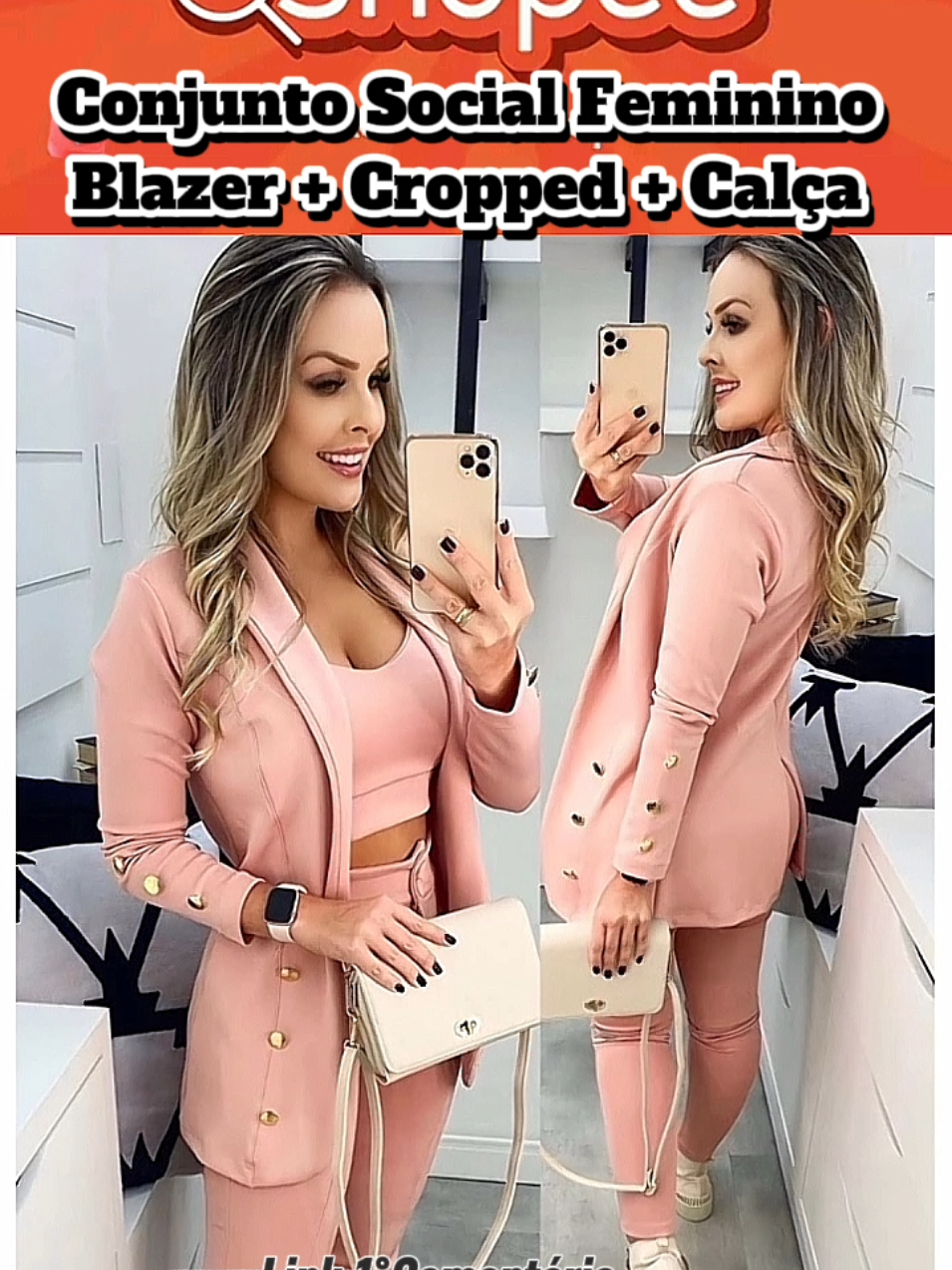 Conjunto Social Feminino  Blazer + Cropped + Calça  ID da Shopee: BFR-AYX-UNV #moda #blazer #cropped #modafeminina #foryou 