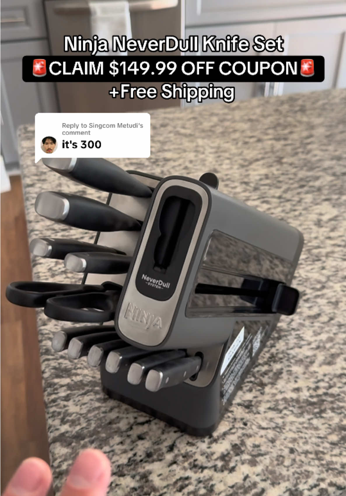 Replying to @Singcom Metudi I would claim that coupon before it EXPIRES and the deal ENDS on the Ninja NeverDull Knife Set #knifeset #kitchenknifeset #kitchenknife #knifesharpener #ninjaknifeset 