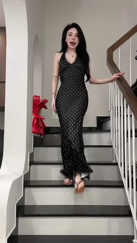 Đầm Lụa Yếm Chấm Bi Form Dài D#damluanu #damnu 