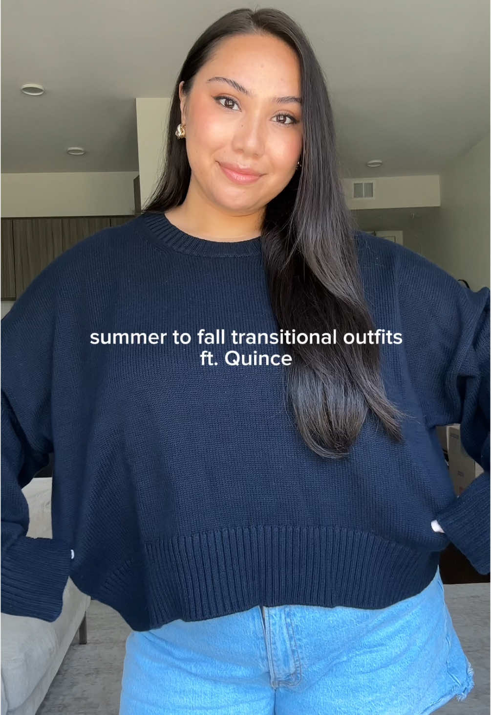easing into fall fashion styling my fav sweaters + cardigans from @onequince #QuincePartner 🍂😍 which is your fave? details below & get 10% off your first order with code: INFG-25CELESTEMAARIE10 ☁️ 100% Organic Cotton Boyfriend Sweater in Navy ☁️ 100% Organic Cotton Oversized Cable Cardigan in Heather Brown ☁️ 100% Organic Cotton Cropped Cardigan in Cement Marl #fallfashion #summertofalloutfits #falltransitionoutfit #curvyfashion #outfitinspo #falloutfits 