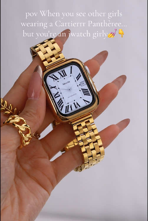 My most recent affordable purchase. Luxury Classic vibe at an affordable price⌚️💛#fyp#watchband #iwatch #tiktokshop #iphone #jewelry #bracelet #tiktokshopfinds#missair #TikTokShopLaborDaySale#gold#silver#twotonewatchband#autumn#giftidea