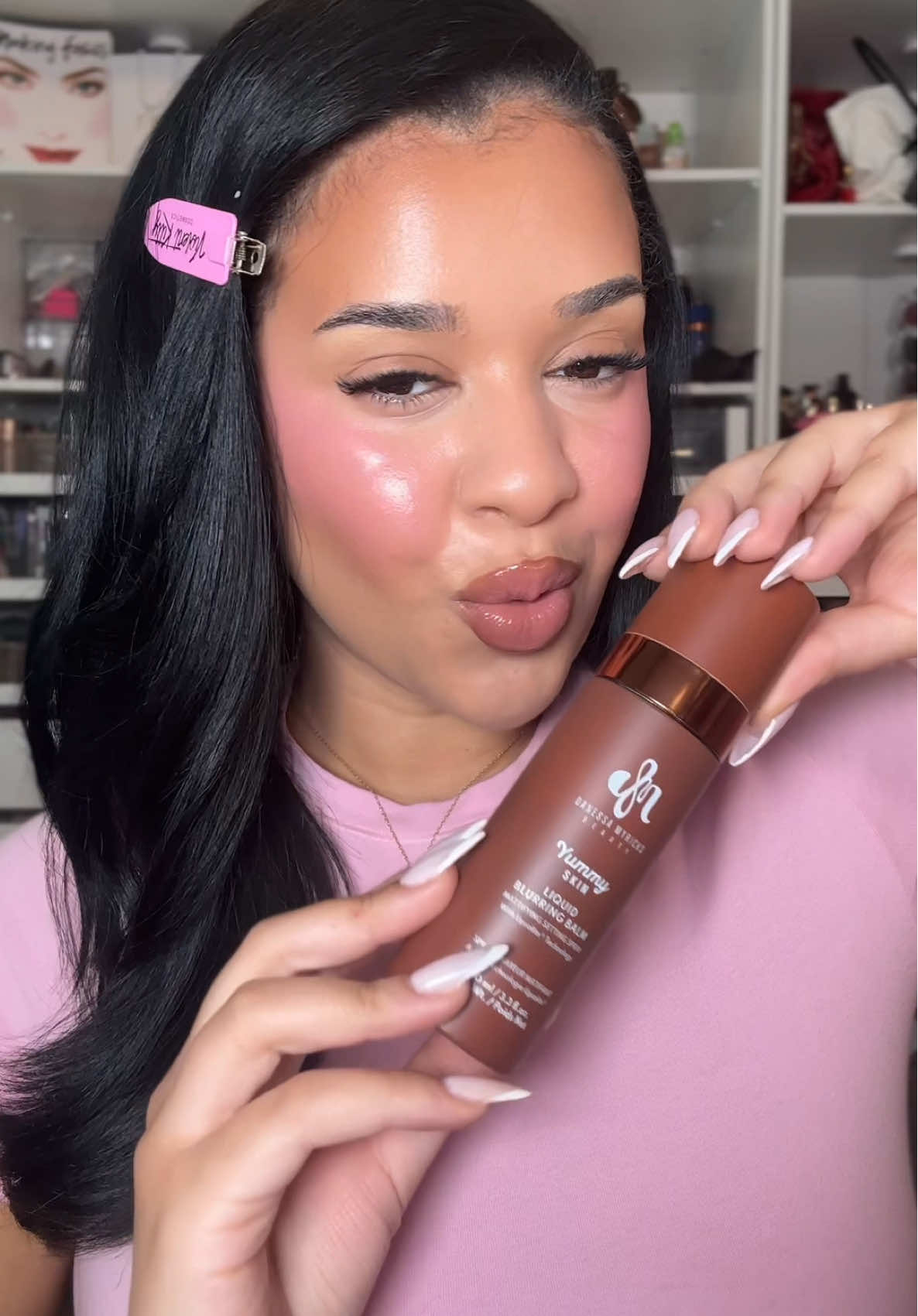 Ran so fast once I saw @adi video!👀 have to play with this more but love the soft blue satin matte finish! It’s been a few hours now and my face looks matte even with a glowy foundation under! @DanessaMyricksBeauty 🤎🤎🤎🤎🤎🤎  #newmakeup #makeup #promua #makeupreview #oilyskin 