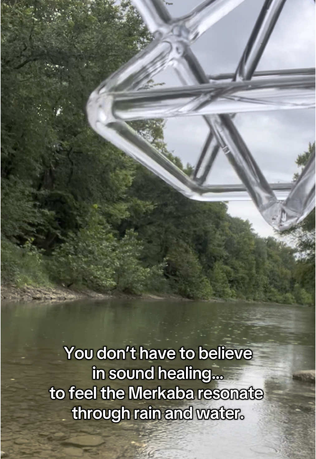 The Merkaba is sacred geometry made audible — a symbol of balance, protection, and expansion. When played near water, its coherent frequencies travel deeper and faster, since sound moves more efficiently through water than air. The light rain falling into the lake amplifies that connection — reminding us that even small ripples shift the whole body of water, just like sound shifts the body. 🌊🌧️ Science calls it entrainment: steady tones guiding the brain and nervous system into balance. Spiritual traditions call it alignment: heart, body, and spirit coming back into harmony. 🎧 Listen with headphones for the full effect ✨ Where do you feel this vibration first?” #Merkaba #SoundHealing #HealingFrequency #SacredGeometry