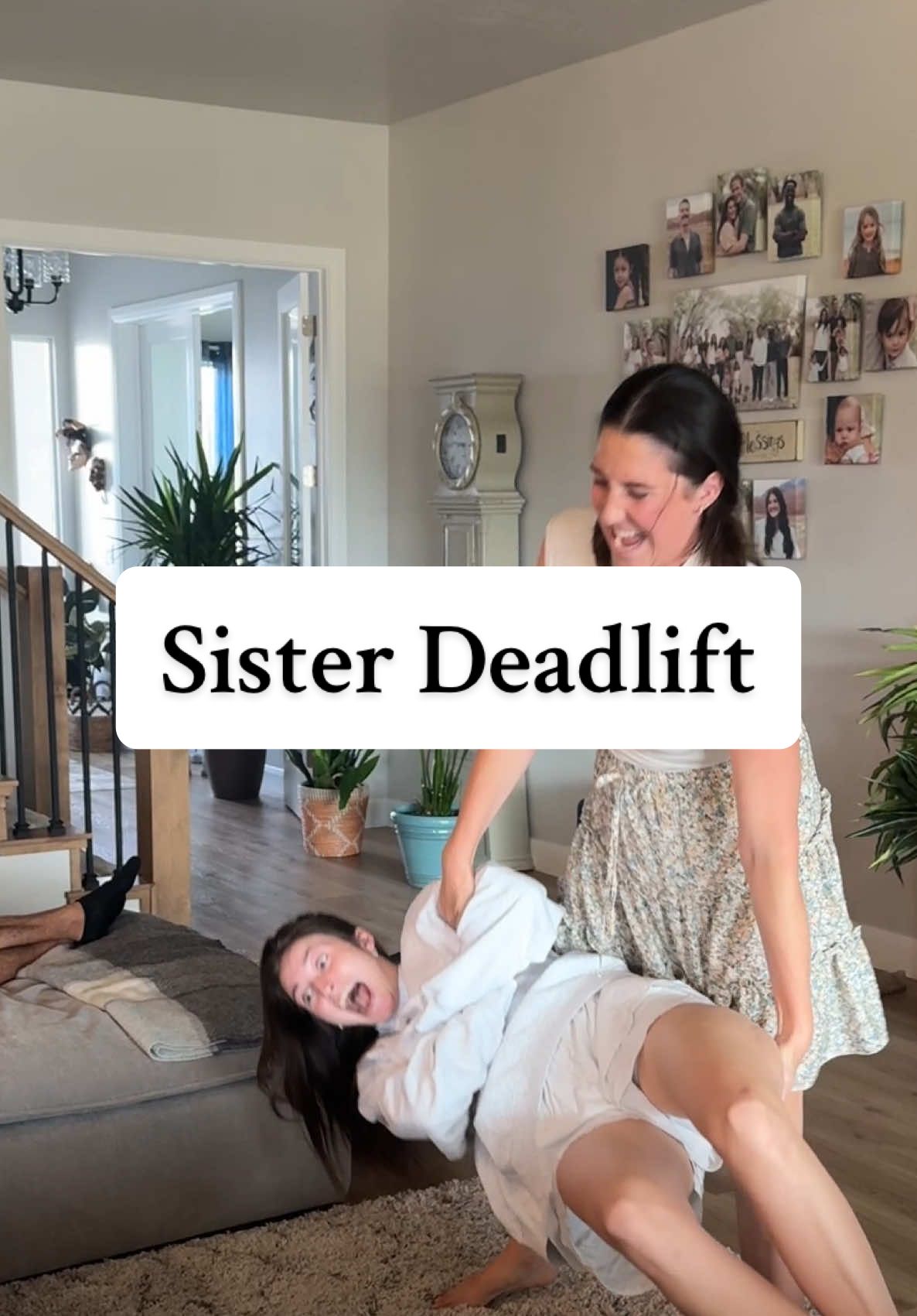 Me deadlifting my older sister, @Chloe 😂 Just a glimpse into the shenanigans that go on when me and my siblings get together!  #sisters #bestfriend #sisterlife #shenanigans #fyp 