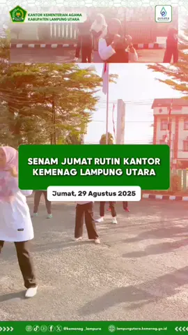 Assalamu'alaikum.. Tabik puun... #SahabatReligiLampungUtara *”Senam Sehat Rutin Pegawai Kantor Kemenag lampung Utara”* Jumat, 29 Agustus 2025 Follow dan Subscribe akun Kantor Kementerian Agama Lampung Utara Website : https://lampungutara.kemenag.go.id Facebook : https://www.facebook.com/kemenag.lampura Instagram : https://www.instagram.com/kemenag_lampura Youtube : https://www.youtube.com/@kemenag_lampura TikTok : https://www.tiktok.com/@kemenag_lampura X : https://x.com/kemenag_lampura