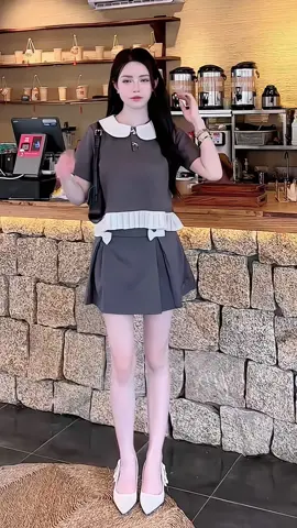 Set Váy Nữ Ngắn, Set Áo Croptop Cổ Sen Viến Xếp Ly Mix Chân Váy Ngắn Nơ Nhí#setdonu #setdoxinh #thoitrangnu #xuhuong 