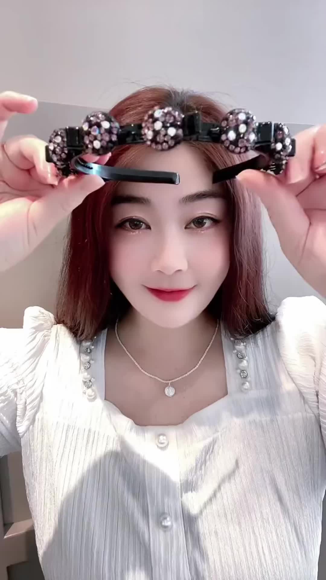 Ikat Kepala Berlian Buatan, dengan Gigi, Tidak Licin, Jepit Rambut Jalinan, Klip Rambut, untuk Poni, Alat Berguna untuk Wanita, Membetulkan Rambut Patah 
