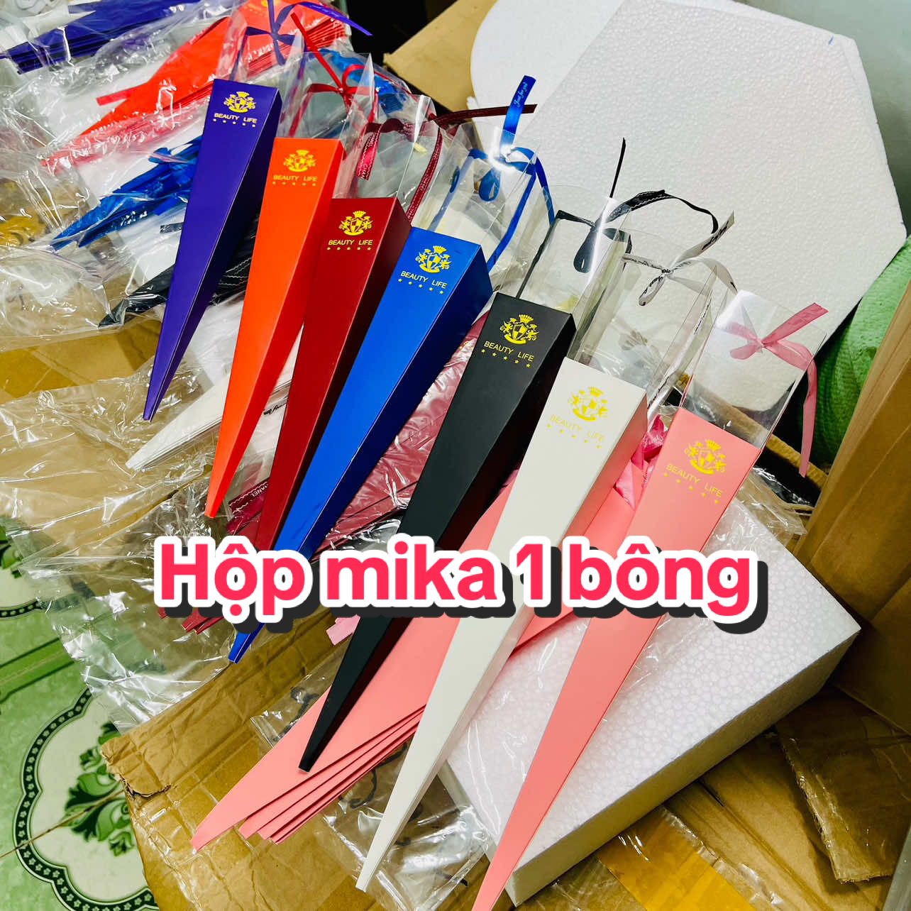 Hộp mika 1 bông hoa sáp #hoasap #mika #mica #phukienlamhoa #phukiengoihoa 