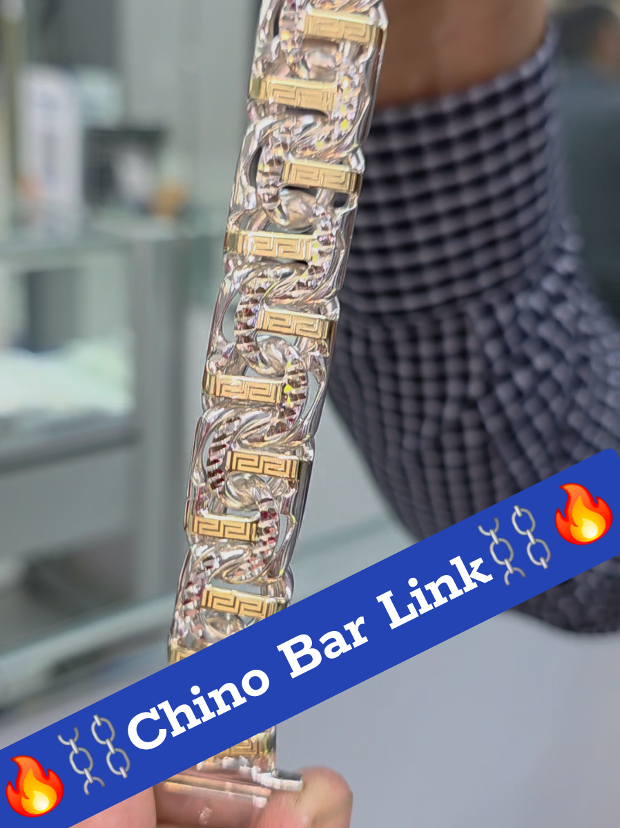 ChinoBar Escla 140g Plata con Oro, Pura Chulada Para Ti🔥 Te fabricamos atu estilo, medida y Diseño💚🏆La Tuya PaCuando? 🏆🏆D'Oro Jewelers.com🏆🏆 #chinolinkbydorojewelers #gold  #mujer  #chinolink #corazon 