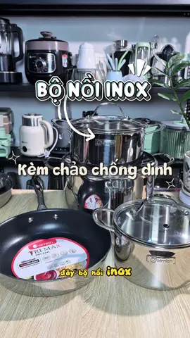 Bộ nồi chảo inox elmich , hot hit đây cả nhà #bonoichaoinox #bonoiinox #elmich 
