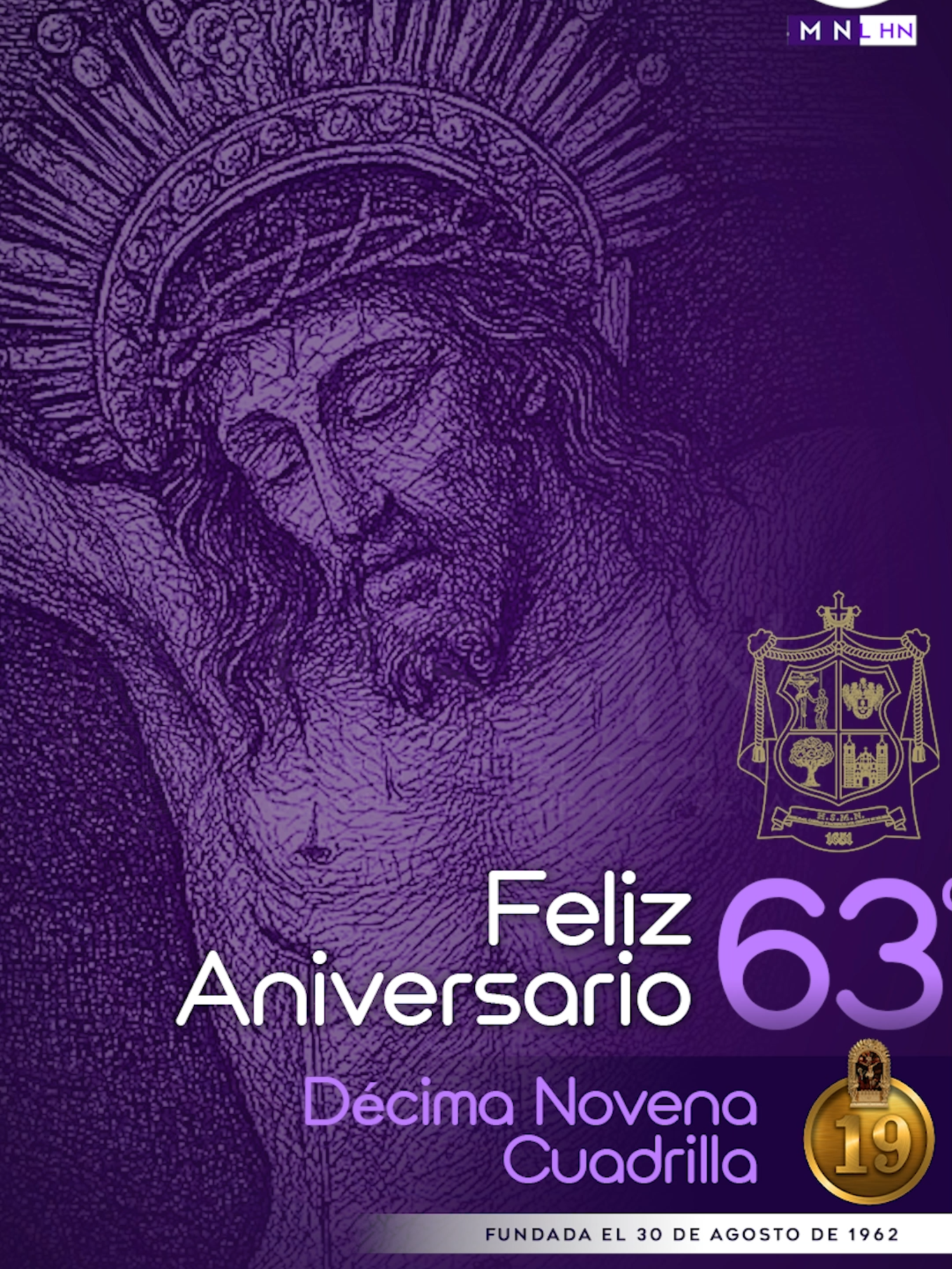 Señor de los Milagros de Nazarenas,escucha la voz de tus hermanos. Bendice a tus niños cantores y haz de su canto una oración viva.Amén. El Directorio General de la Hermandad del Señor de los Milagros de Nazarenas expresa su saludo Nazareno a la Décima Novena Cuadrilla de nuestra institución al conmemorarse el 63° aniversario de fundación. Elevando una oración a nuestro Señor de los Milagros y a su Santa Madre, nuestra Virgen de la Nube, por la salud y bienestar de cada uno de sus componentes. #HSMNazarenas #CanalHNazarenas