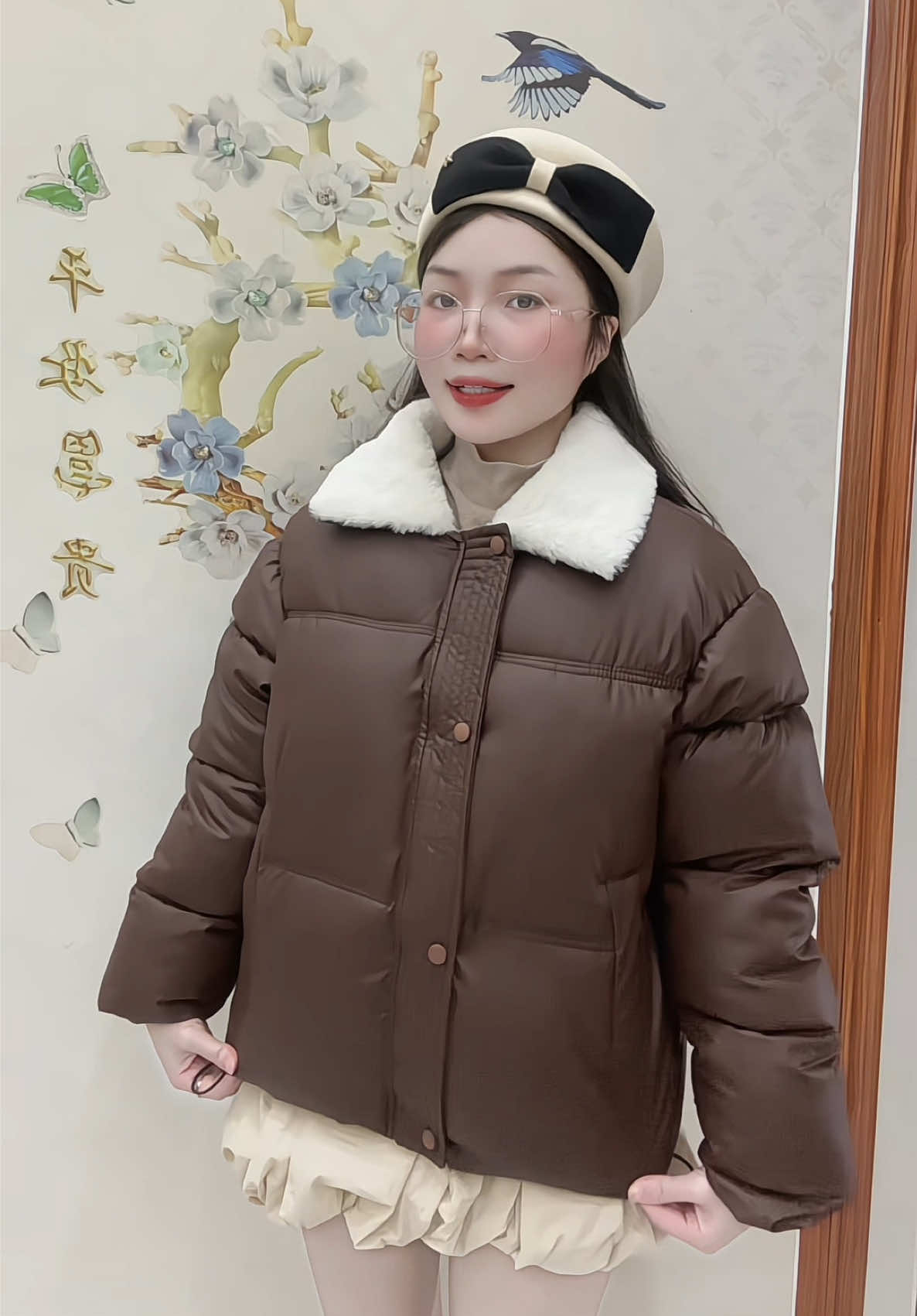 Áo phao cổ lông#xuhuongtiktok 