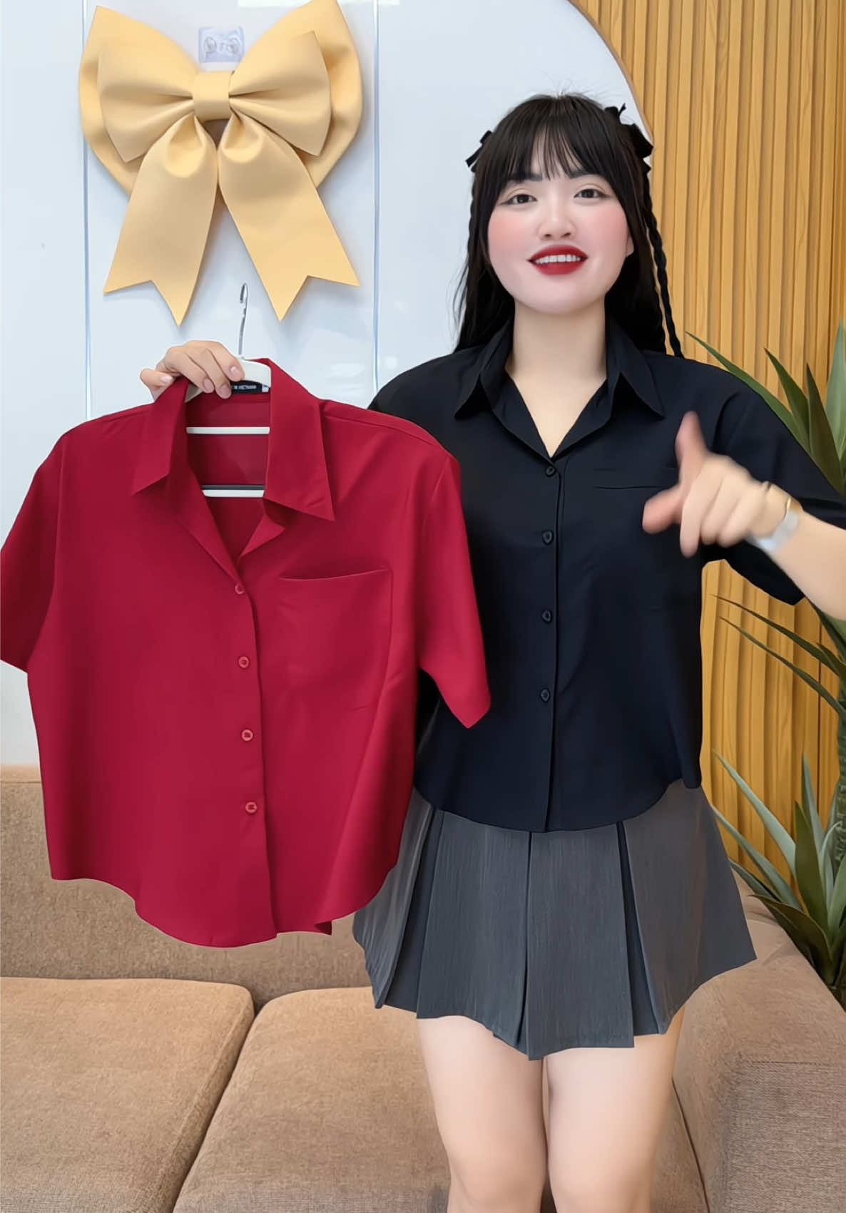 Sơ mi tay ngắn lụa Hàn mỏng nhẹ mặc đi làm thoải mái #thaokaki #aosominu #aonu #aosominu #sominu 