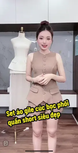 Set áo gile cúc bọc phối quần short siêu đẹp #xuhuong #xuhuongtiktok #xuhuong2025 #aoxinh #quandep 