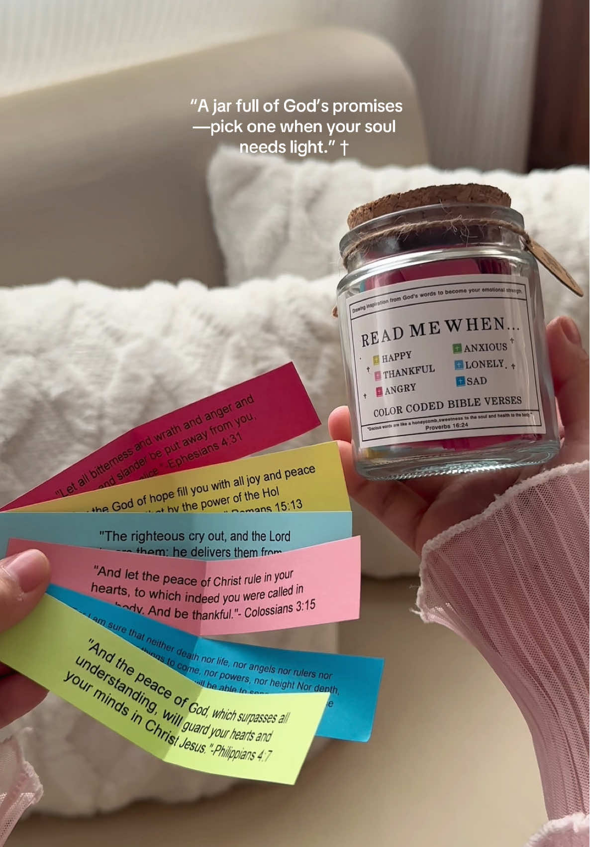 Replying to @Mommy Ruffab 🍂 we all need this... 🥹🤍  #bibleverseinajar #bibleverse #colorcodedbibleverse #faithjar #motivationalgift 