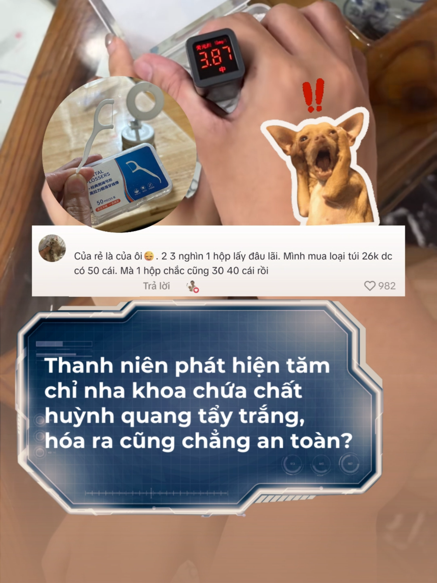 Thanh niên phát hiện trong tăm chỉ nha khoa chứa chất huỳnh quang tẩy trắng, tưởng vệ sinh hơn hóa ra cũng chẳng an toàn? #saudrama #drama #tiktoknews #tiktokgiaitri #chinhakhoa